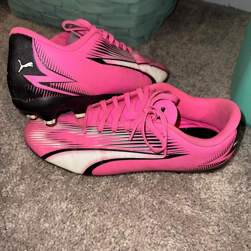 Puma Women's Pink and Black Soccer Cleats